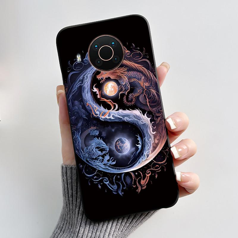 Viral Black Case For Nokia X20/Nokia X10 Fashion Dragon Kin Pattern Jelly Shell For Nokia X100 Shockproof Soft Cover