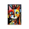 Cool Cats Canvas Painting Colorful Graffiti Mid-Century Modern Cat Wall Art Poster Decor Abstract Blue And Yellow Cat Room Decor