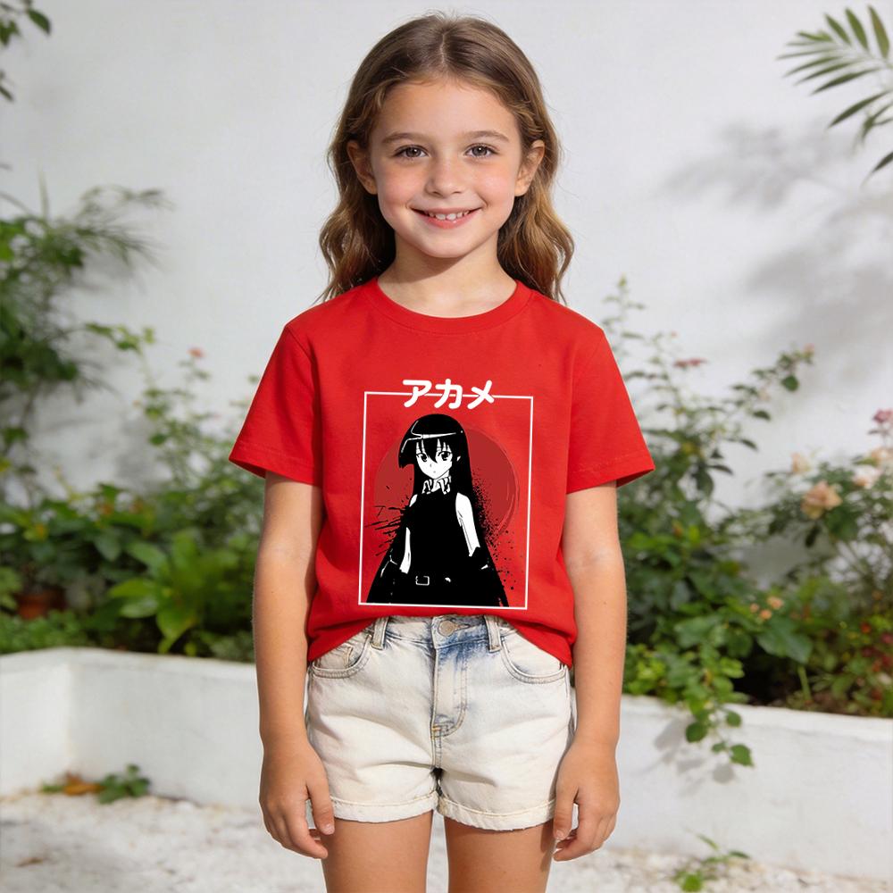 Akame Ga Kill Akame Anime Print Cotton Kids Boys Girls Short Sleeve T Shirt Soft Casual Summer Tee Top