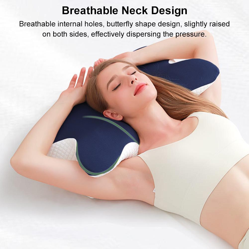 Butterfly Shaped Ergonomic Orthopedic Pillow Breathable Contoured Support Pillows Soft Sleeping Cervical Pillow for Home Bedroom
