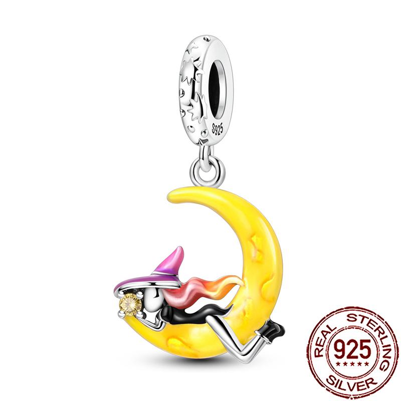 Charms Copper Moon Star Night Sky Galaxy Celestial Dangle Beads Fit Snake Chain Bracelet Necklace Women Diy Jewelry