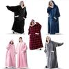 150cm Hooded Pajamas Super Long Flannel Blanket Pyjamas Sleeves Cold Proof Oversized Hoodies Fleece Outdoor Wearable Warm Nightg