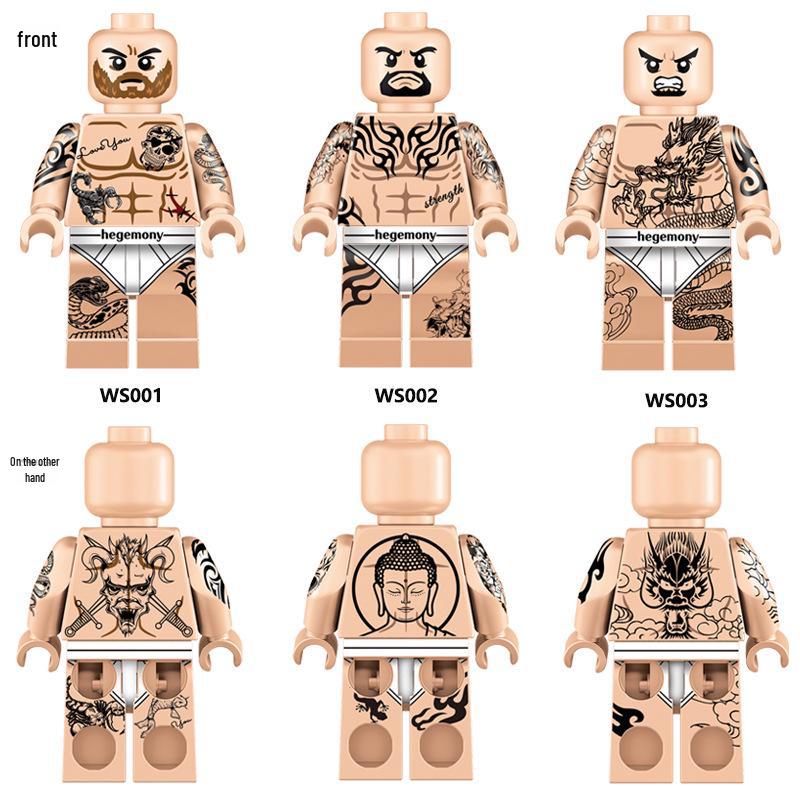 Classic Trendy Tattoo Pattern Building Blocks Minifigure Toy Set