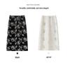 2026 Women's Retro High-Waist A-Line Skirt with French Embroidery and Back Slit