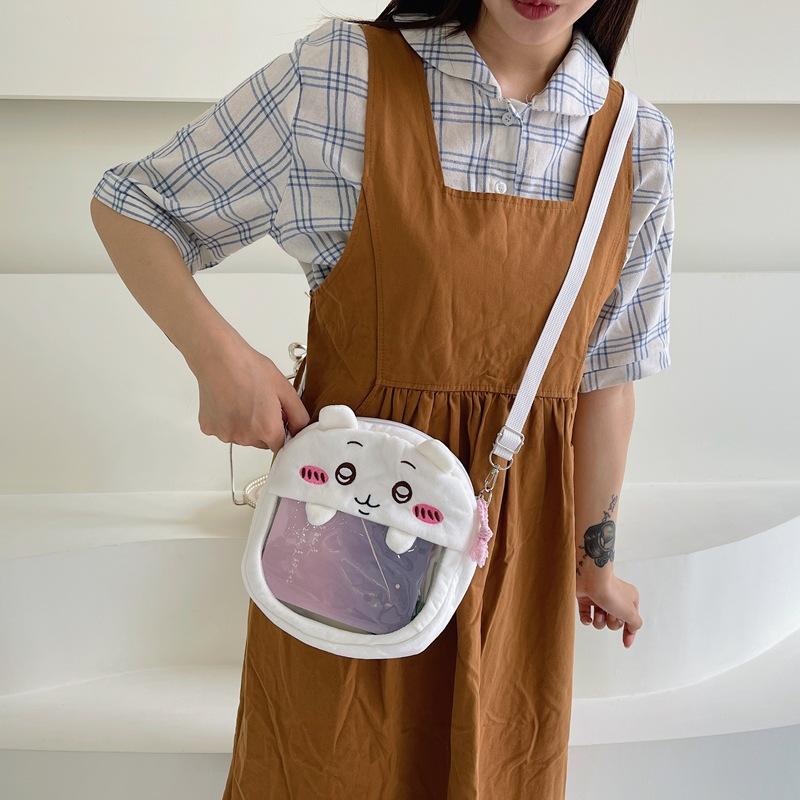 Neue niedliche Plüsch-Cartoon-Puppe Tasche Damen zweidimensionale Stickerei Plüsch Schmerztasche leichte Umhängetasche