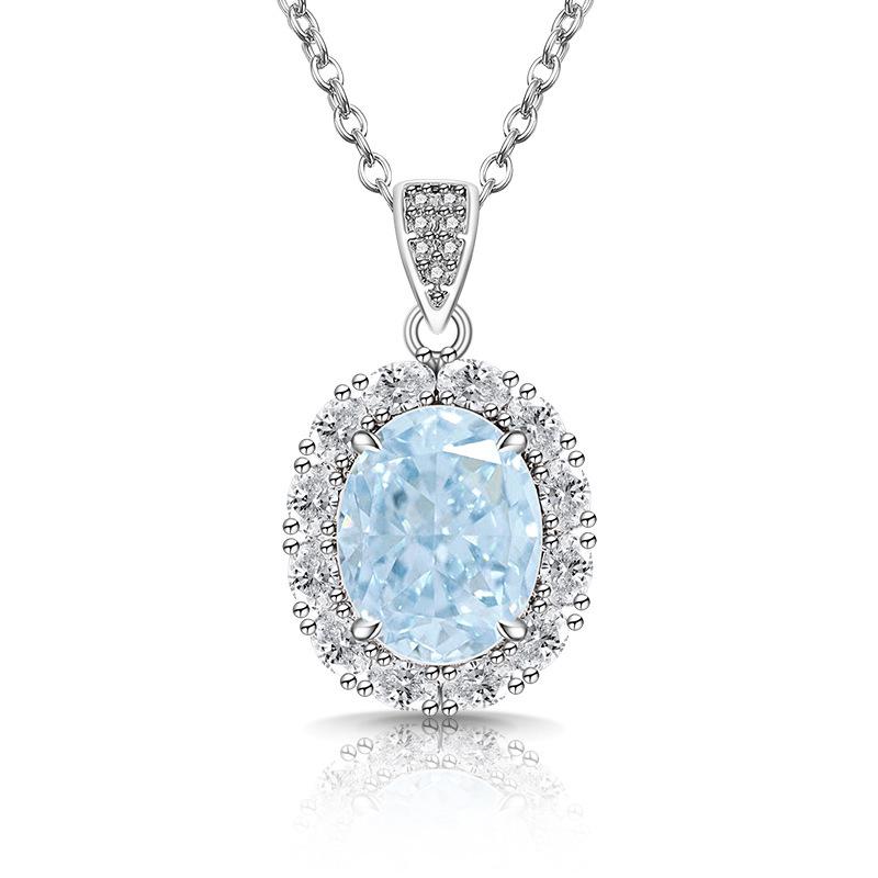 Flashy Ice Flower Cut Gemstone Necklace with High Carbon Diamond Pendant - Women's Fashionable Luxury Jewelry