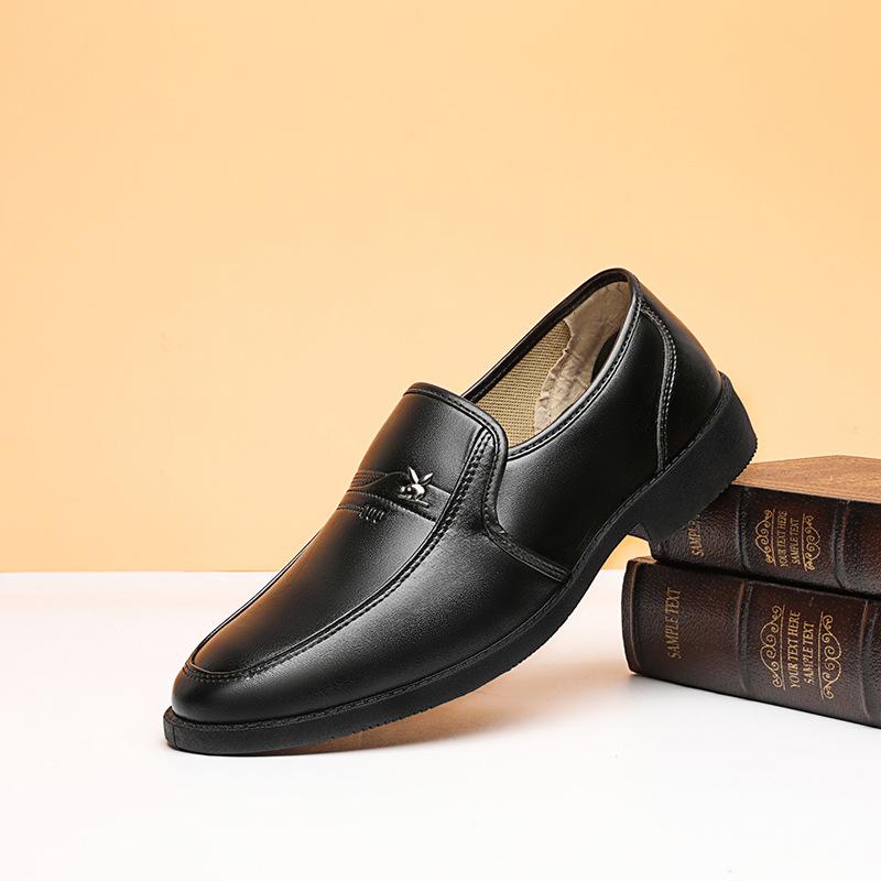 Work Shoes Business Leather Shoes Korean Version Sleeve Men's Leather Shoes Dress Leather Shoes Men's British Youth Men's Casual Leather Shoes