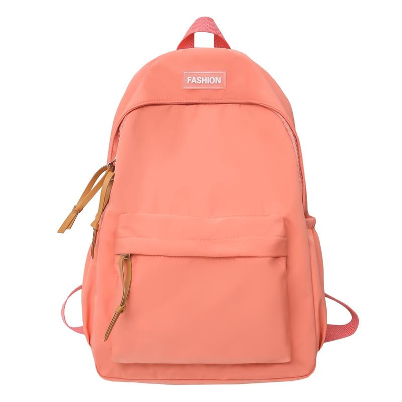 New solid color backpack, junior high school college student schoolbag, leisure travel large-capacity backpack