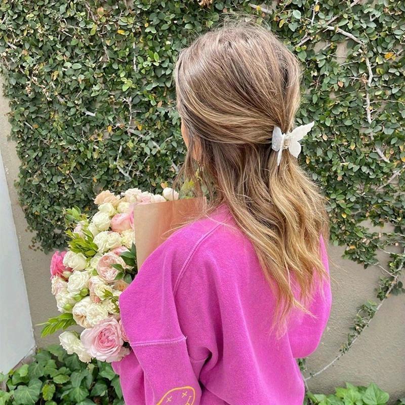 New Acetate Resin Hair Claw Sweet Butterfly Hairpin Clip Gradient Tie-Dye Colored Hair Accessories Barrettes Women Girls