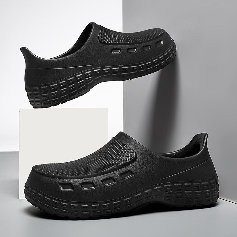 Waterproof Oil-Proof Non-Slip Chef Shoes Men's Work Shoes Slip-On Safety Shoes Anti-Odor Wear-Resistant EVA