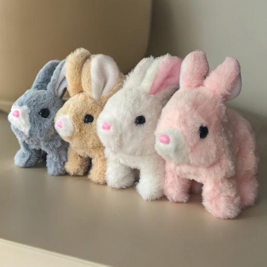 Electric Plush Rabbit Toy Jumping Moving Ears Nose Bunny Plushie Toddlers Interactive Simulation Stuffed Animal Toy with Sound