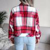 Autumn and Winter Plaid Lantern Long Sleeve Tweed Jacket
