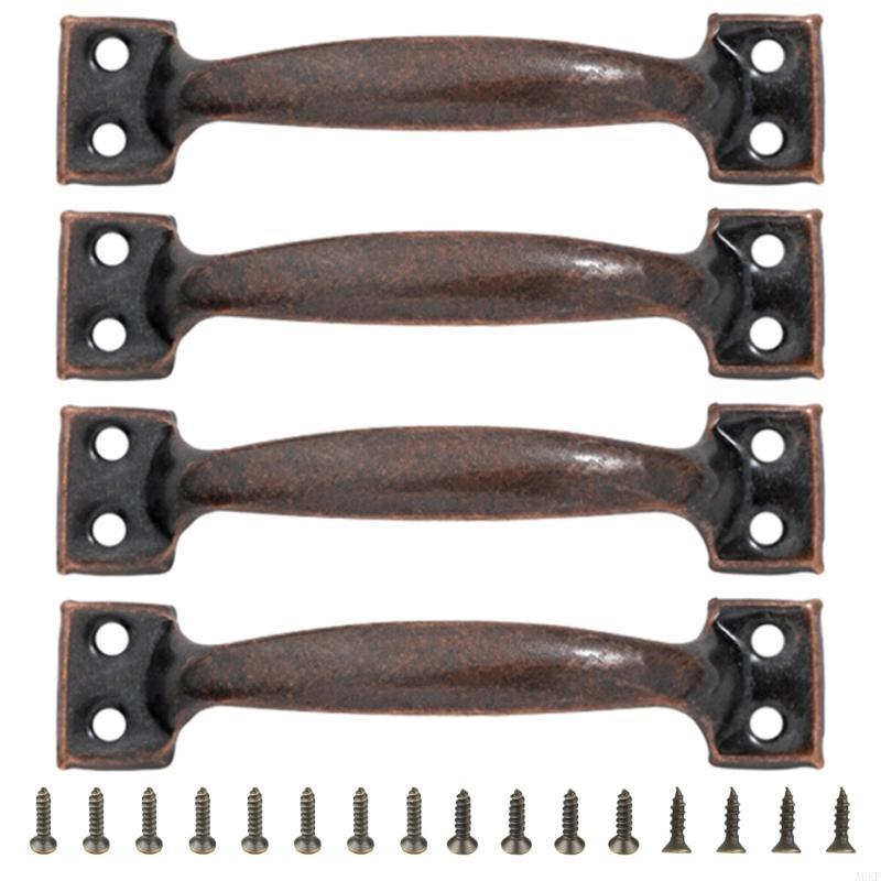 Set Of 4 Drawer Pulls for Kitchen Or Garage Cabinets Iron Barn Door Knob Handles A0KF