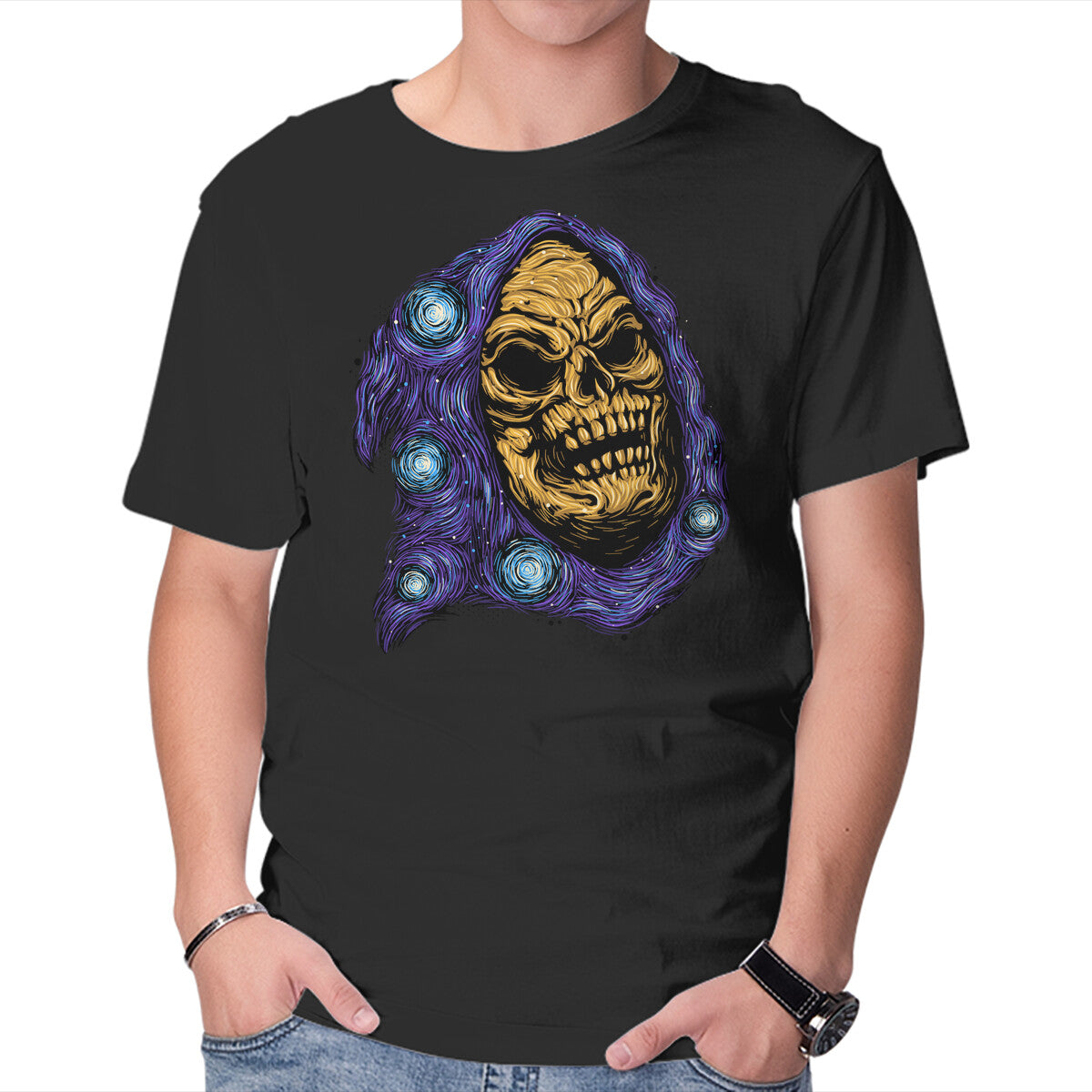 Unisex Crew Neck T-Shirt Starry Night Of Doom Graphic Short Sleeve Casual Tee XL