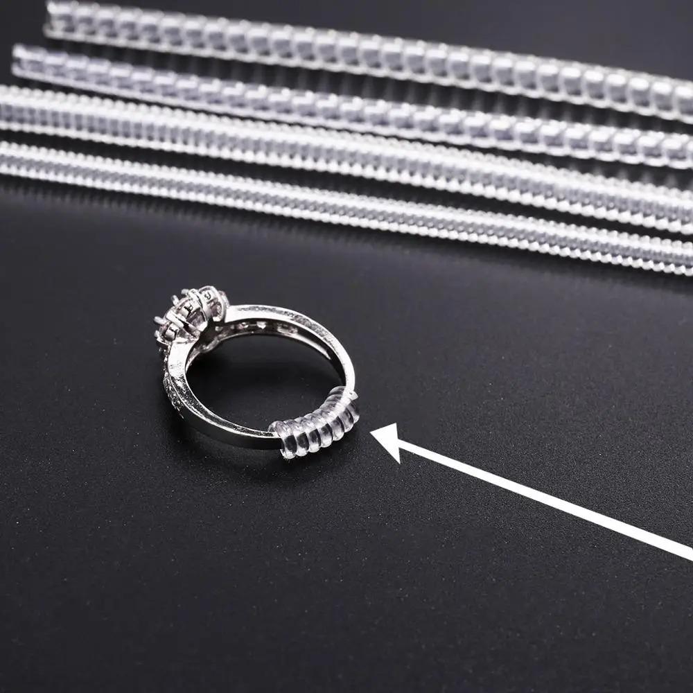 4pcs/Set Ring Size Reducer Tools Spiral Spring Based Rings Adjust Invisible Transparent Tightener Resizing Tool Jewelry Guard