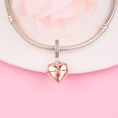 Se potrivește cu brățara europeană Argent 925 Sterling Silver Reveal Your Love Heart Locket Pandantiv Charm Mărgele pentru femei DIY Fabricare de bijuterii