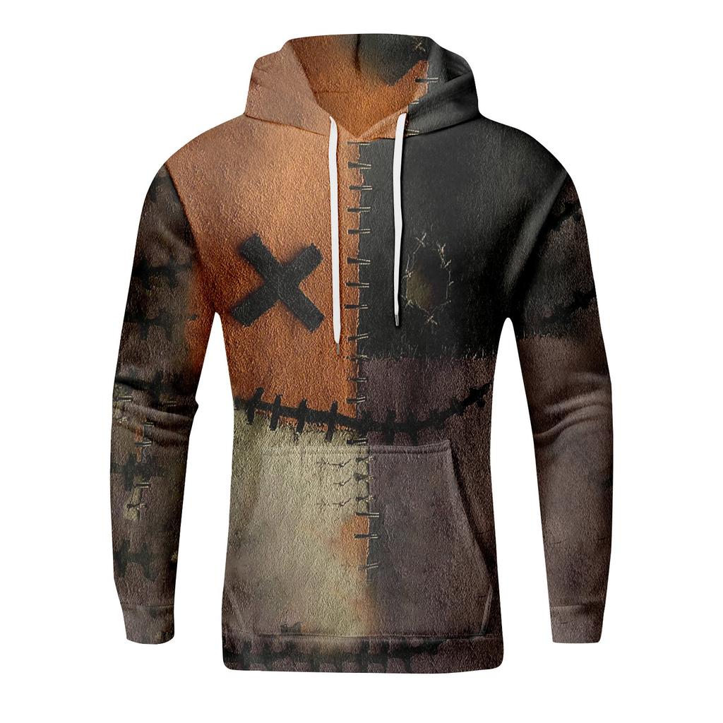 Halloween Print Men's Loose Hooded Sweatshirt