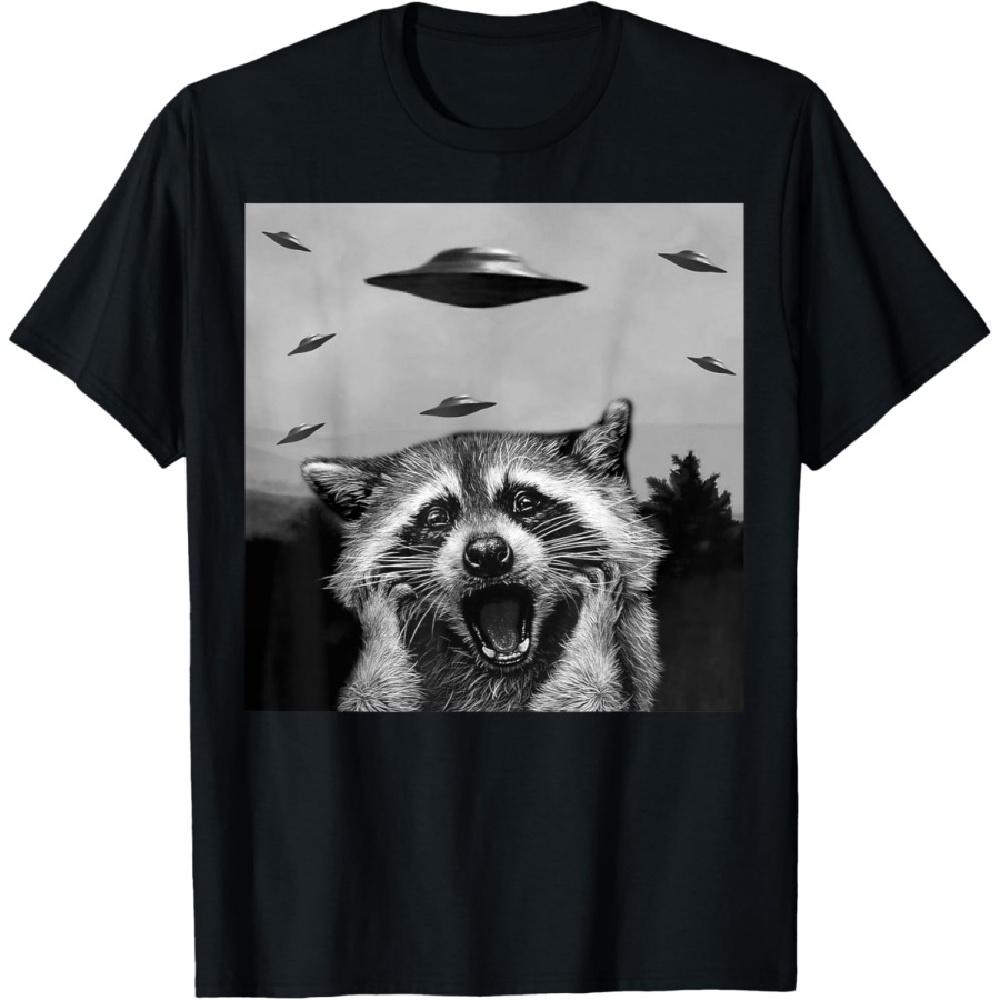Alien UFO Funny Raccoon Stuffed Animal For Men, Women, Kids T-Shirt