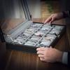 SONGMICS Watch Box, Lockable Watch Case, Watch Storage Box with 24 Slots, Glass Lid, Gift for Loved Ones, Black Synthetic Leather, Grey Lining
