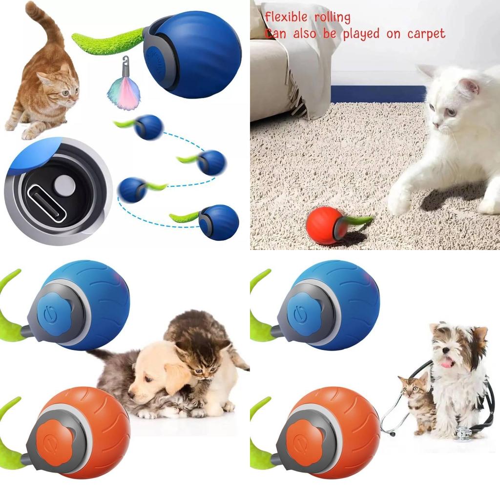 Automatic Rolling Cat Ball Toy For Entertaining Cats With Exciting Motion And Textured Design