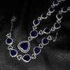Luxury Micro Diamond Heart Of The Ocean Necklace Imitation Emerald Tanzanite Ruby Bracelet