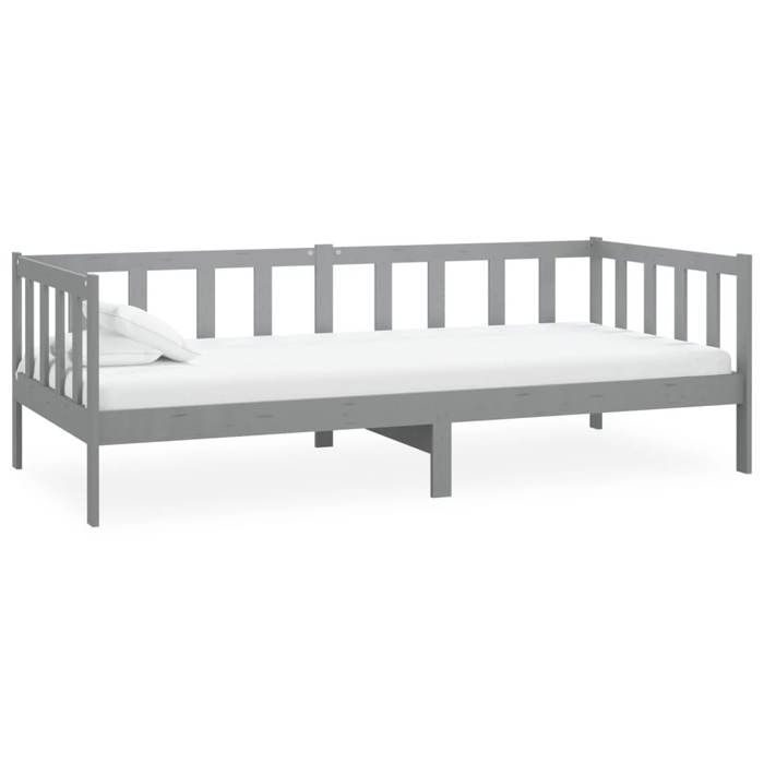 Maison Exclusive - Lit de repos avec matelas 90x200 cm Gris Bois de pin massif