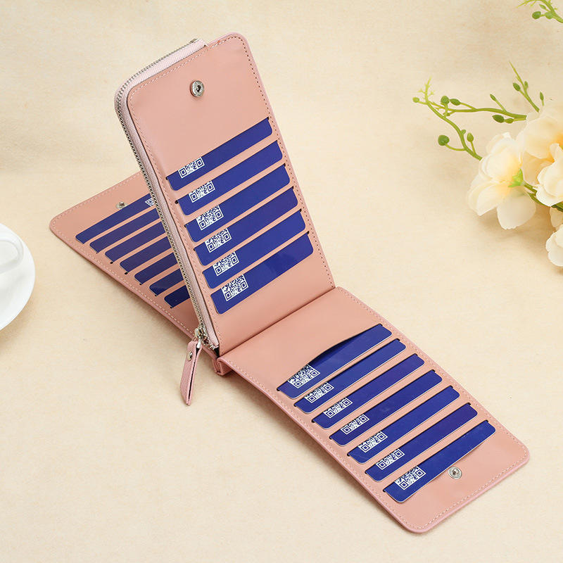 Women's Wallet Long Zipper PU Fashion Elegant Credit Card Holders Purse Mobile Phone Bag Multi Card Slot Money Clip