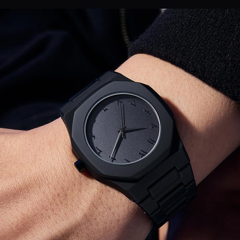 1Pcs Men Octagonal Dial Quartz Wristwatch Full Black Arabic Numeral Dial Watch For Daily Casual Business Wrist Watch
