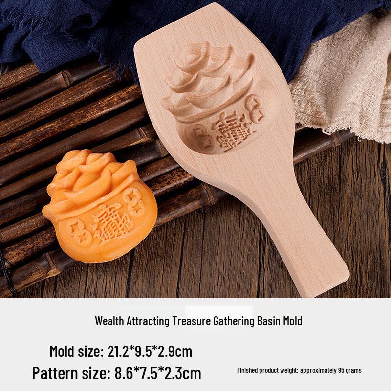 Wooden Mooncake & Pastry Mold - Solid Wood Baking Tool for Biscuits, Qingtuan, Mung Bean Cake, and Pasta.