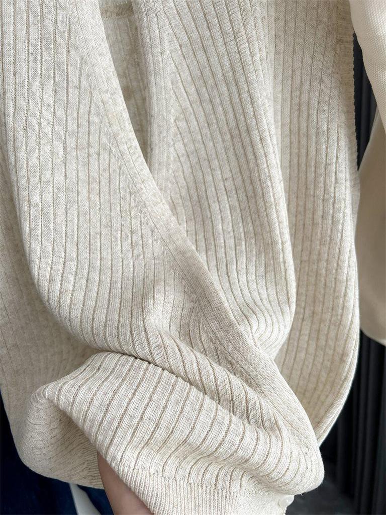 Women's French Sleeveless Knit Camisole - Open-Back Linen Tank Top for Summer