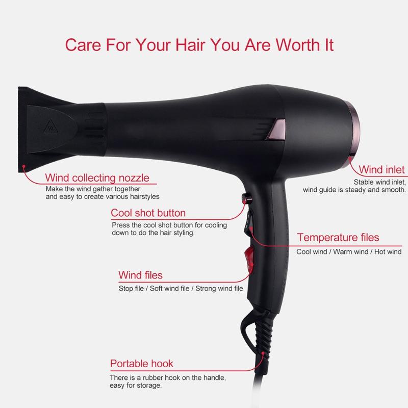 Professional Salon High-Power Constant Temperature Hair Dryer Quick Dry Women's Hair Dryer Suitable for Hair Salons Hotels Homes