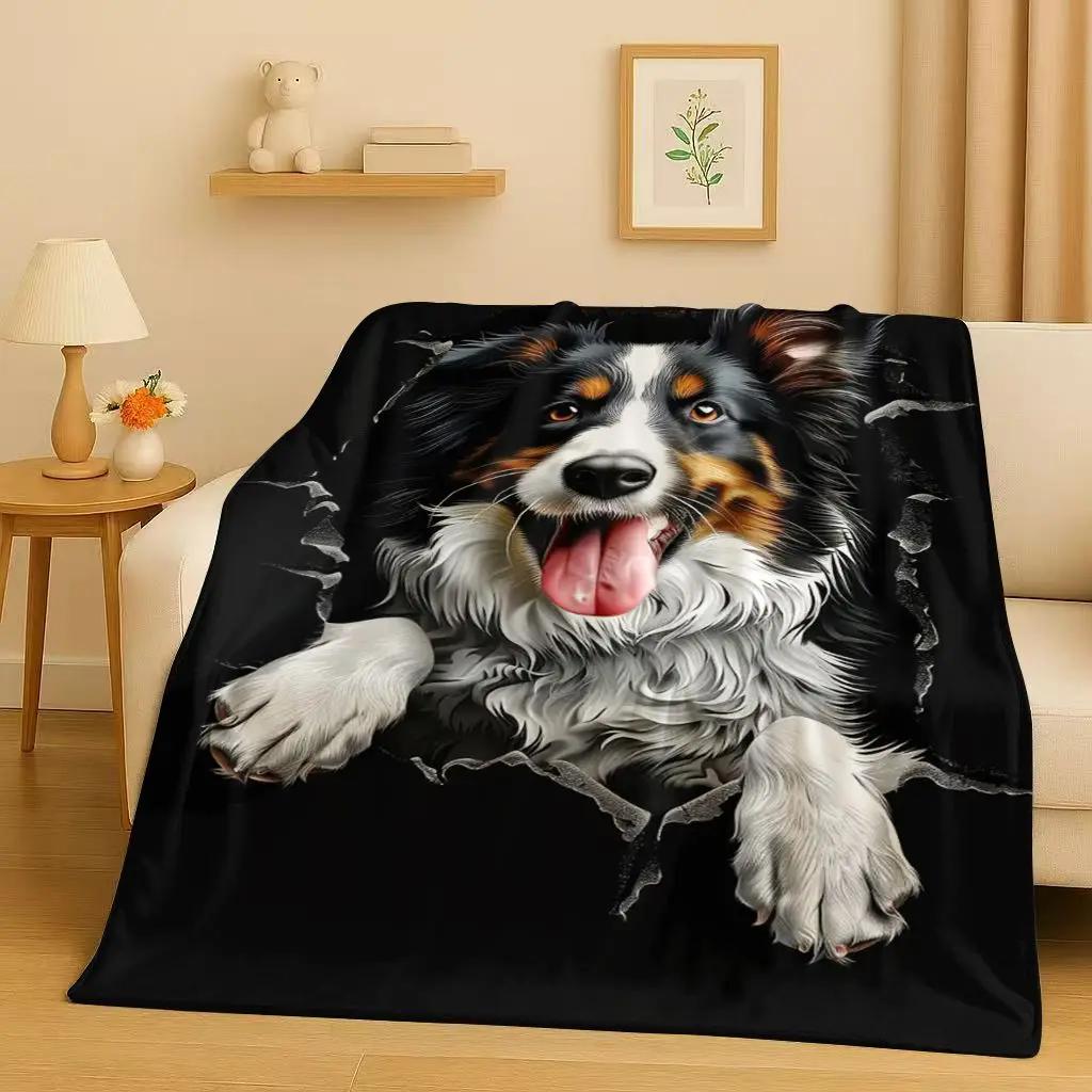 2026 New Breaking Wall 3D Illusion Dog Puppy Flannel Blanket,Ultra Soft Warm Plush Throw for Home Bedroom Bed Sofa Cover Gift