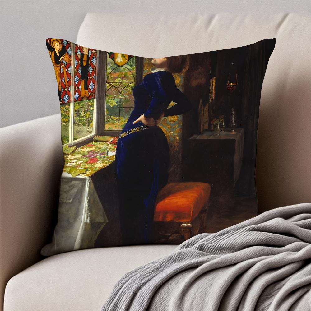 classical JJohn Everett Millais Cushion Cover Pillowcase Antidustmite Invisible Zipper Short Plush Sofa Cushion