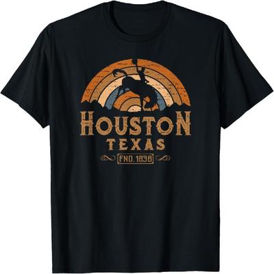 Houston Texas TX Retro Style Rodeo Cowboy T-Shirt