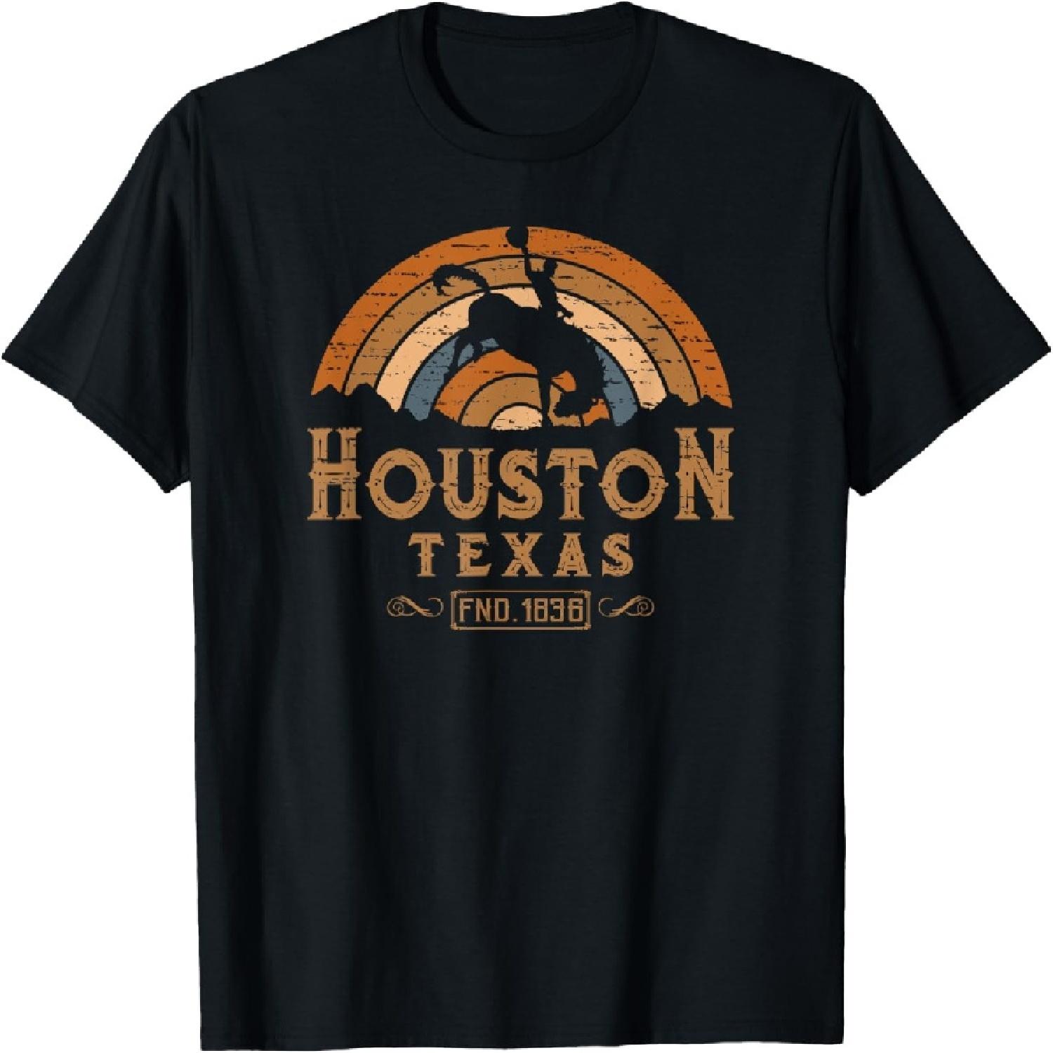 Houston Texas TX Retro Style Rodeo Cowboy T-Shirt S