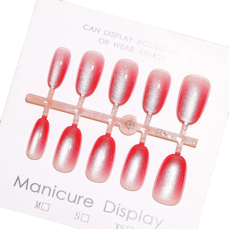 B012 Autumn Pomegranate Red Cat Eye Gradient Nail Stickers