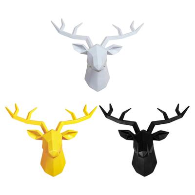 Statue de tête de cerf créative en résine à fixer au mur Figurine animale Sculpture d'art moderne pour la décoration de bureau, d'hôtel, de bar