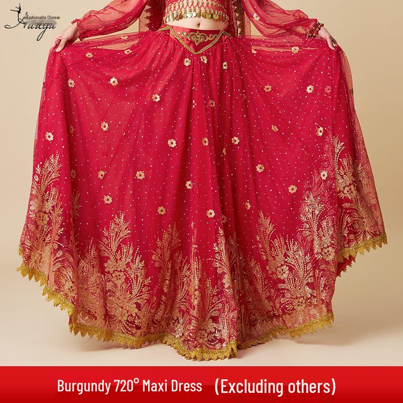 Western Region Dunhuang Princess Belly Dance Costume - 720° Swing Skirt for Exotic Performances.