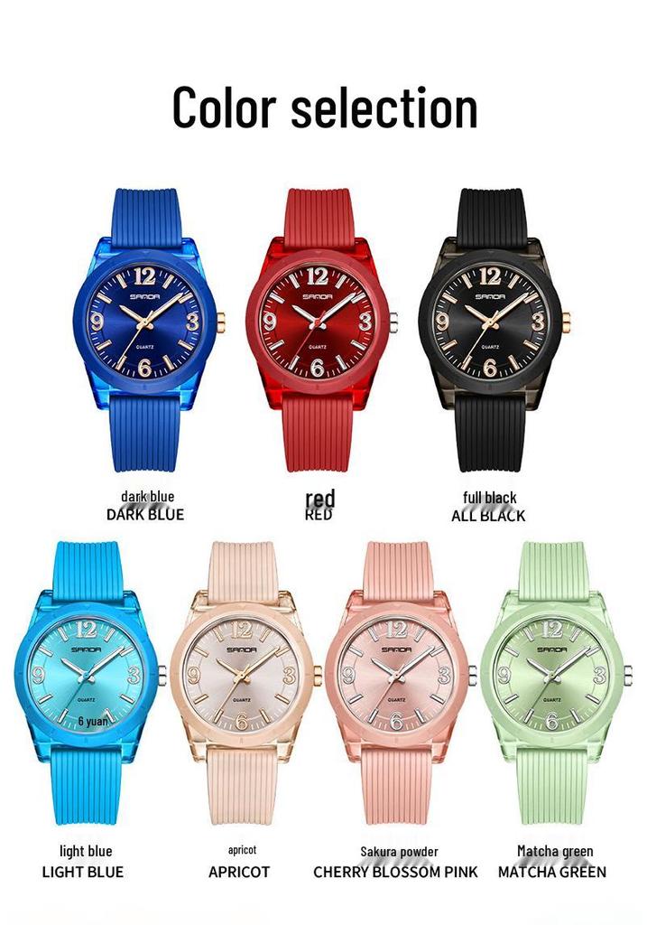 Sanda TEMU Hot-Selling Waterproof Quartz Luminous Student Watch with Thin Transparent Case for Children
