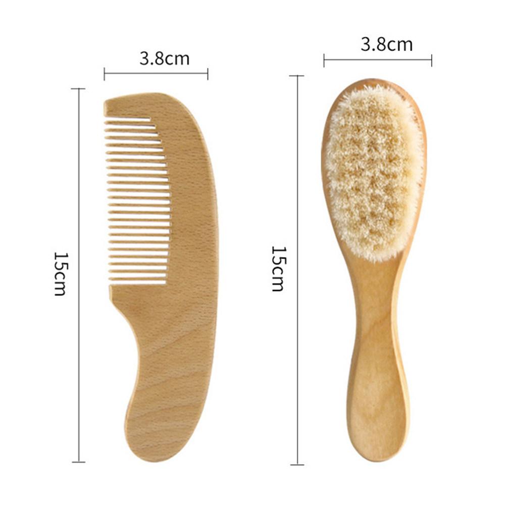 1Set Brush and Wooden Comb Set for Newborns Natural Hair Care Detangling Scalp Stimulation Gentle Shower
