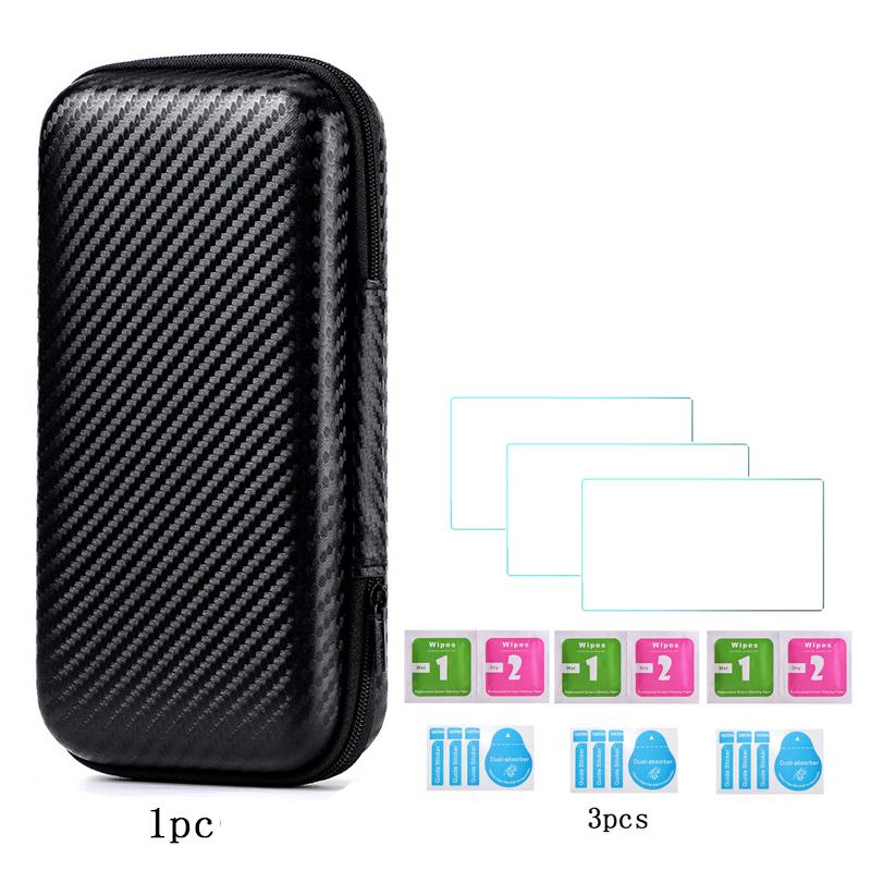 For Trimui Smart Pro Handheld Game Console 9H Tempered Glass Film Screen Protector+Portable Waterproof Hard Carrying Bag Case