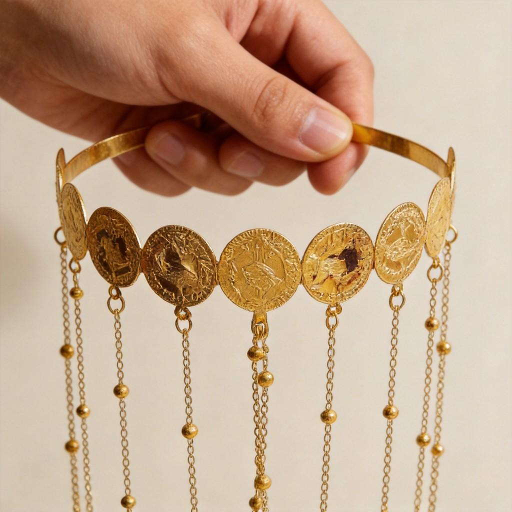 Middle Gold Coin Chain Tassel Hairband For Women Fashion Accessories