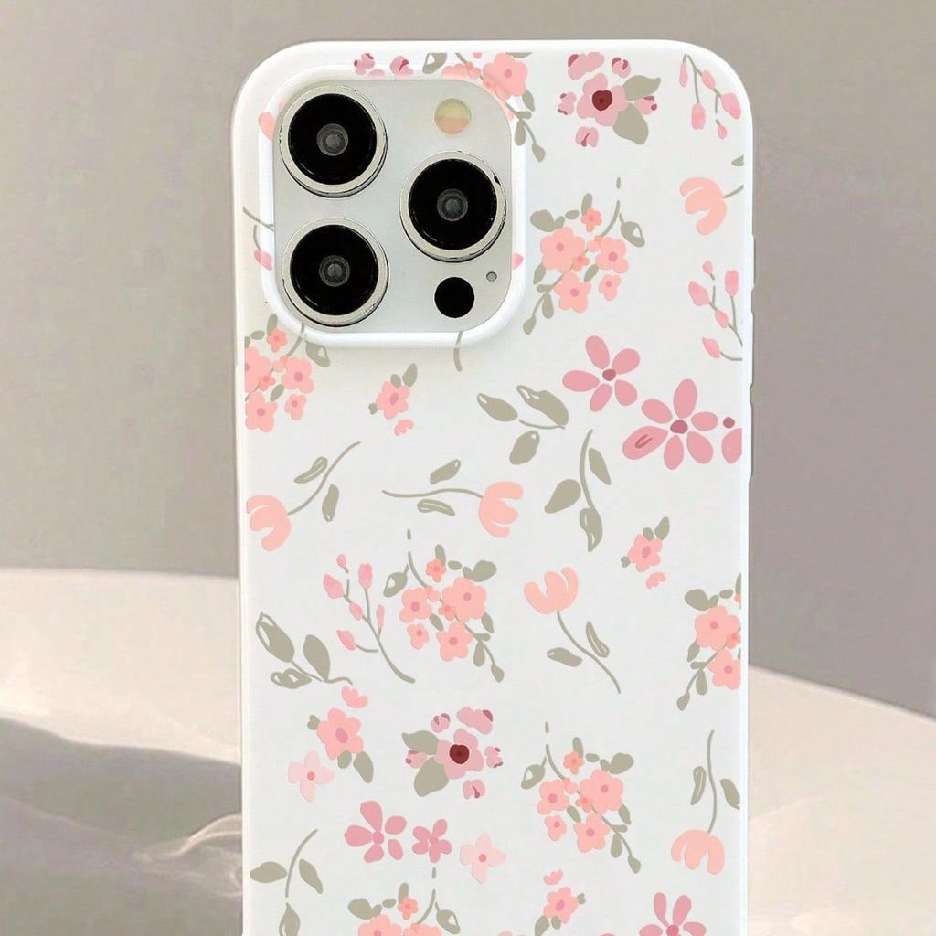 Cute Pink Floral Phone Case for iPhone 16 Pro Max, Kawaii Flower Print Soft TPU Protective Cover