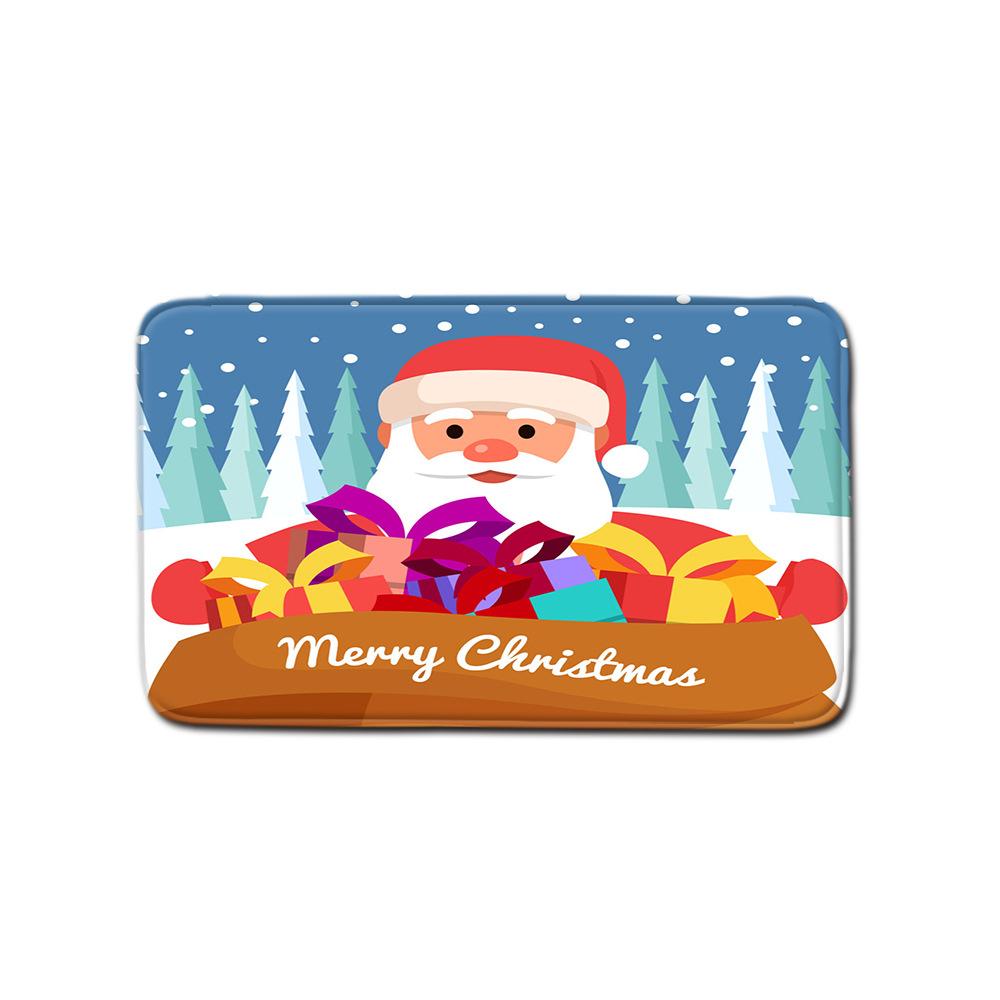 Christmas Shower Curtain Polyester Cloth Toilet Seat Four-Piece Set Entrance Door Mat Bedroom Living Room Floor Mat Carpet