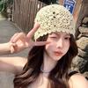 Handmade Crochet Hollow Out Hat Close-Fitting Women's Summer Hollow Out Fashionable Versatile Face-Flattering Korean Style Slouchy Hat Trendy