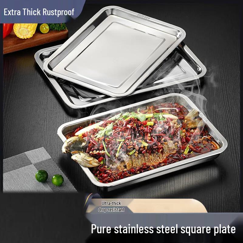 Jinjinlin 304 Stainless Steel Square Deep Serving Tray Set