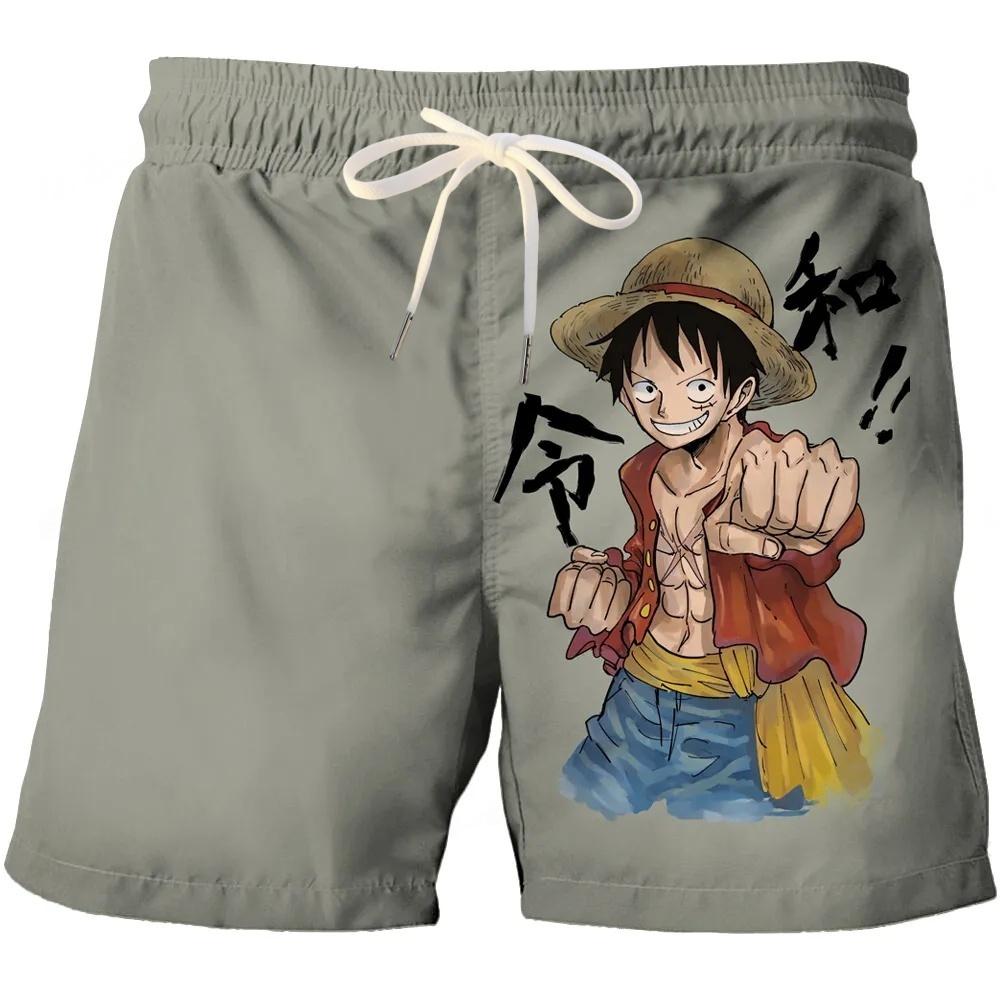 Japanese Cartoon One Piece Adult Children Boys Shorts Beach Pants Summer Cartoon Cute Boys Breathable Beach Pants Shorts S