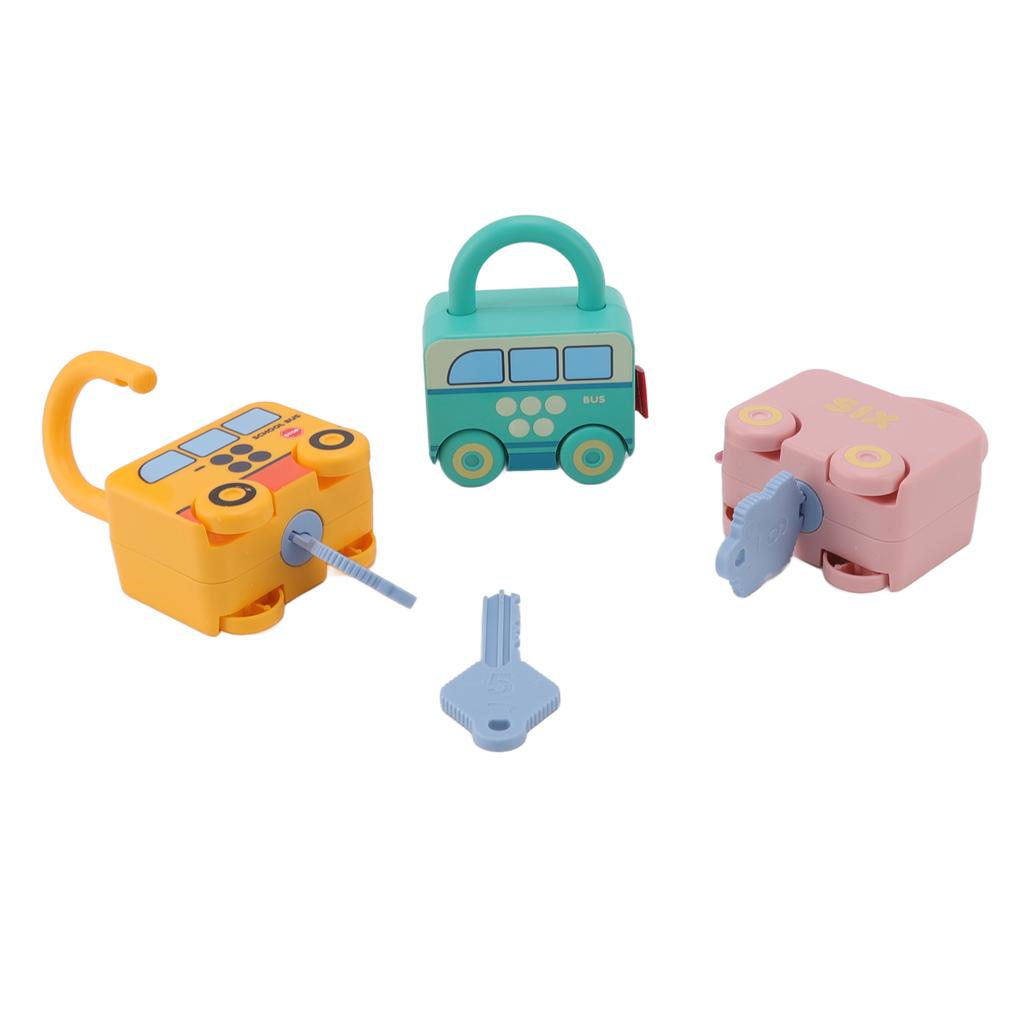Kids Learning Locks Sliding Car Shape Children S Color Discrimination Learning Lock with Key Early Education Toys