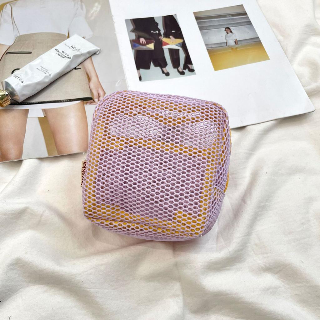 3263 Dopamine Small Square Bag Mini Cosmetic Bag Portable Mesh Lipstick Storage Bag Sanitary Bag Change Bag