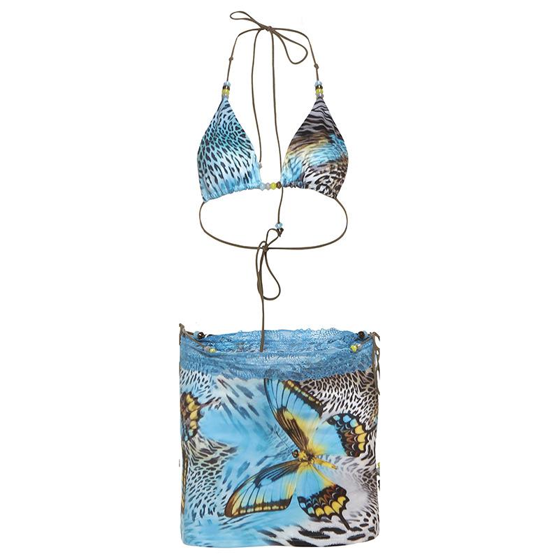 Swimsuit Tie Dye Bikinis Triangle Three Piece Suit Bandage Bathwear Low Waist Biquini Summer Bathsuit Women Swimwear